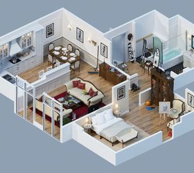 25 charming 3d apartment plans, architecture, home decor, home improvement
