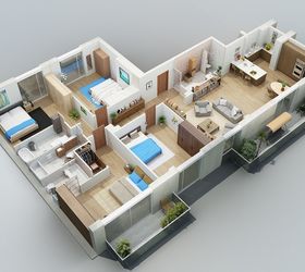 25 charming 3d apartment plans, architecture, home decor, home improvement