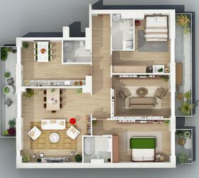 25 charming 3d apartment plans, architecture, home decor, home improvement
