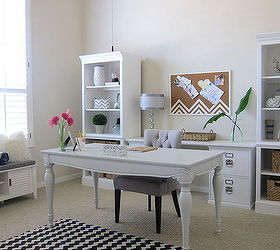 shabby chic office makeover white bright, home decor, home office, shabby chic