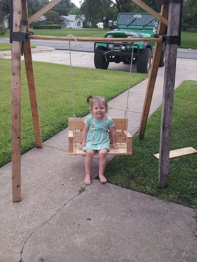 2014 summer projects, diy, outdoor living, woodworking projects, Granddaughter Grace s swing