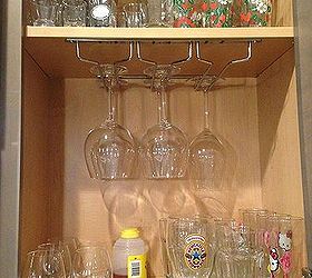 ten minute wine glass storage fix, kitchen cabinets, kitchen design, shelving ideas, storage ideas