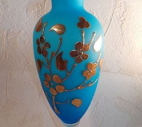 antique vase blue gold information help, repurposing upcycling