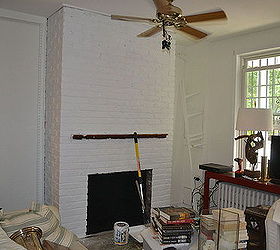 painted brick fireplace white redo, concrete masonry, home decor, living room ideas, painting