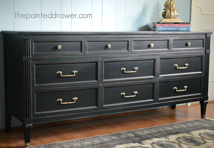 Painting Wood Dresser to Black & Gold Glam | Hometalk Painting Wood Dresser to Black & Gold Glam | Hometalk