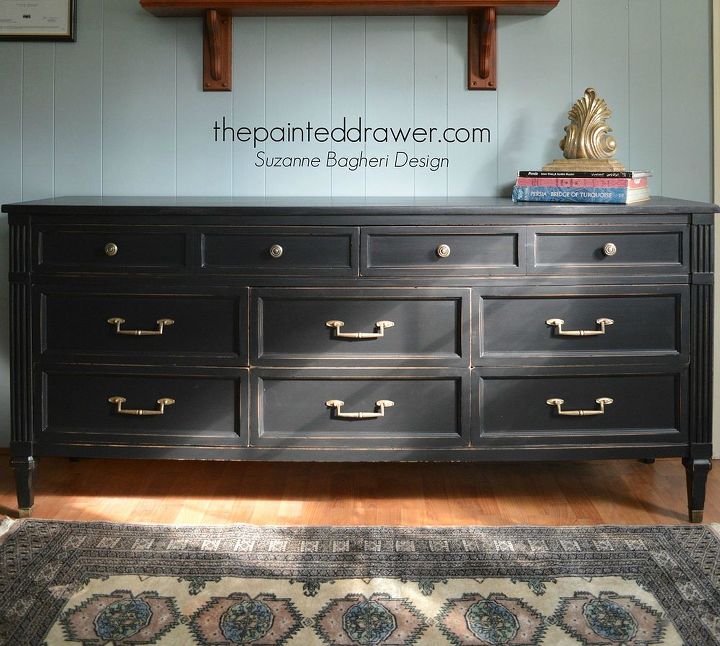 Painting Wood Dresser to Black & Gold Glam | Hometalk Painting Wood Dresser to Black & Gold Glam | Hometalk