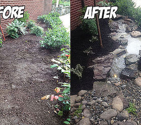 landscaping pondless waterfall build before after, landscape, ponds water features