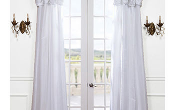 White Ruched Faux Solid Taffeta Curtain