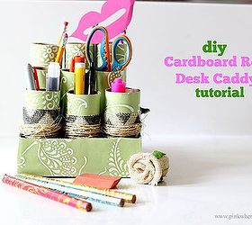 diy cardboard roll desk caddy backtoschool, crafts, repurposing upcycling