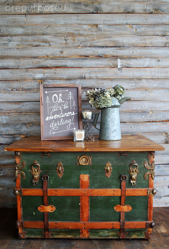 antique steamer trunk turned coffee table, painted furniture, repurposing upcycling, woodworking projects