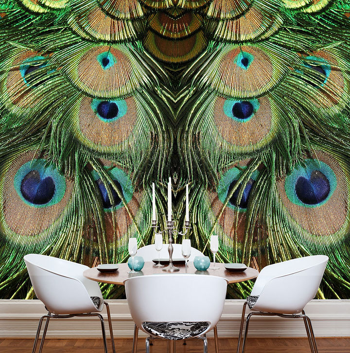 wallpaper murals decal digital art, home decor, wall decor, Jade Peacock Wallpaper Mural M8940