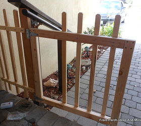diy porch fence gate, diy, fences, outdoor living, porches, woodworking projects