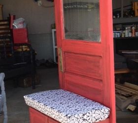woodworking upcycle bench door, foyer, painted furniture, repurposing upcycling, woodworking projects