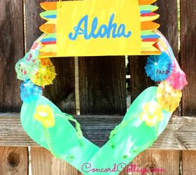 diy wreath summer luau flip flop, crafts, outdoor living, wreaths