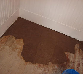floors brown paper bag, diy, flooring, repurposing upcycling, Smoothing on the wet paper