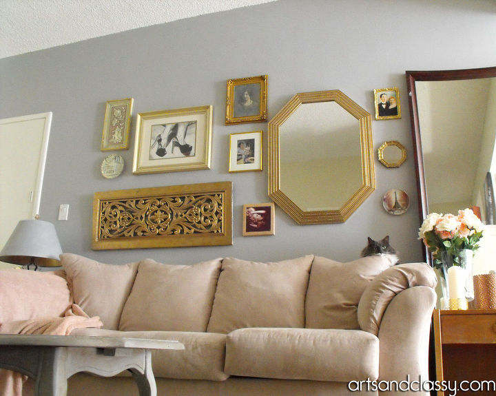 do it yourself gold octagon mirror revamp, home decor, living room ideas, wall decor