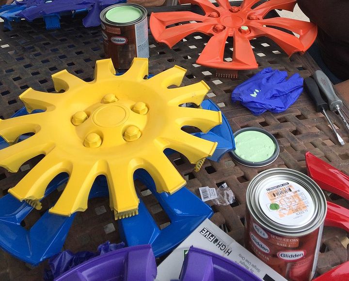 wheel cover fence flowers