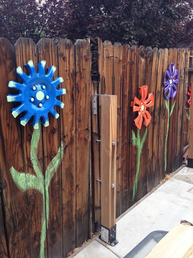 wheel cover fence flowers