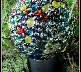 easy diy project bowling ball garden accent, crafts, gardening, repurposing upcycling, Bowling Ball Garden Accent