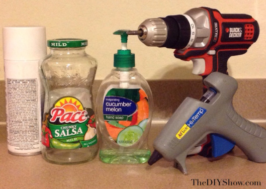 diy soap dispenser using pace picante or salsa jar, crafts, repurposing upcycling