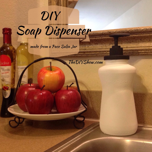 diy soap dispenser using pace picante or salsa jar, crafts, repurposing upcycling