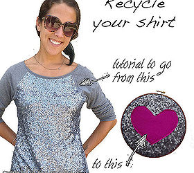 recycle your shirt embroidery hoop tutorial, crafts, how to