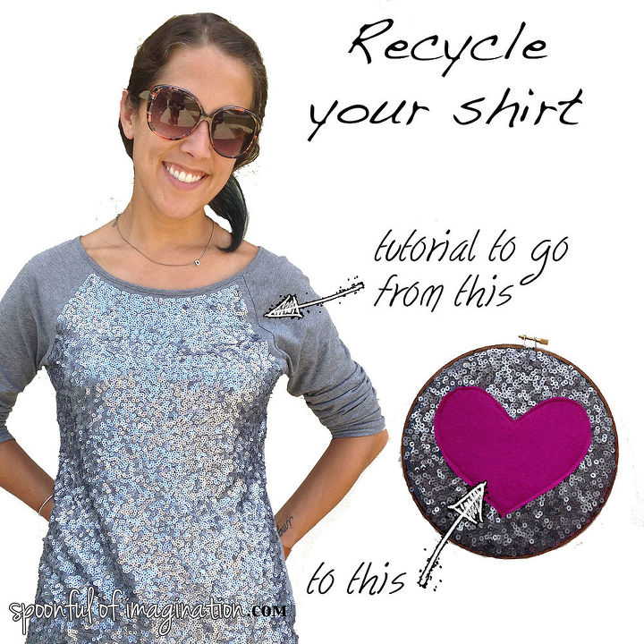 recycle your shirt embroidery hoop tutorial, crafts, how to