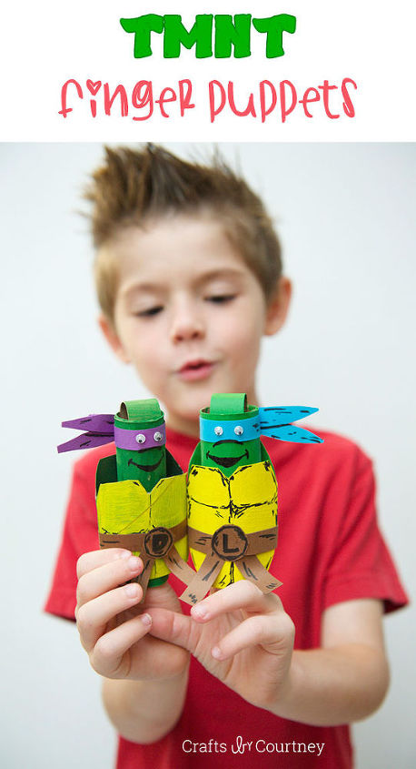 tmnt toilet paper roll finger puppets, crafts, repurposing upcycling