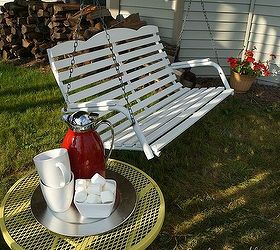 refinished porch swing, outdoor furniture, outdoor living, painted furniture, porches