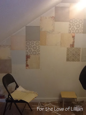wallpaper scrapbook paper walls, repurposing upcycling, wall decor