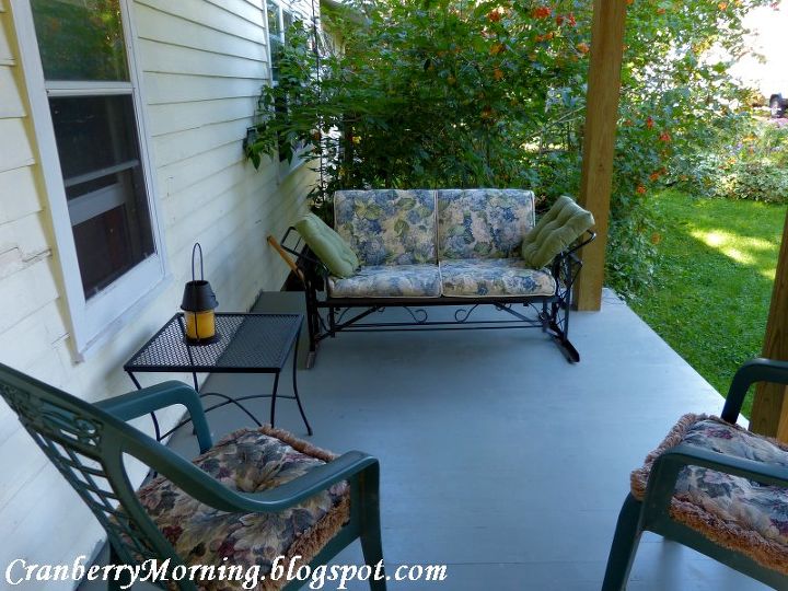 patio ideas porch home railing, diy, outdoor furniture, outdoor living, porches, woodworking projects, The short side of the L north side