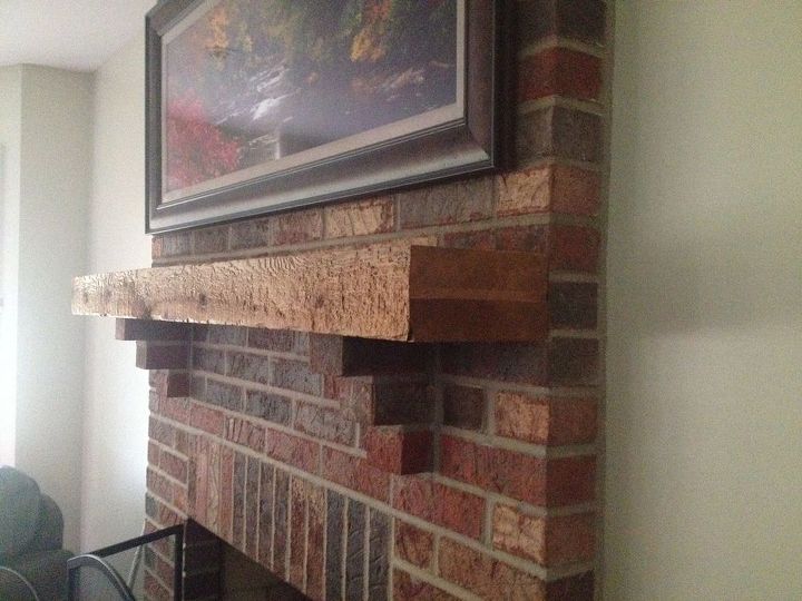 what to do with rustic mantel, It s very rough and has a brick piece sticking our to hold it up