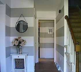 foyer stripes painted horizontal makeover, foyer, wall decor