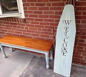 Vintage Ironing Board Turned Into a Welcome Sign for the Porch