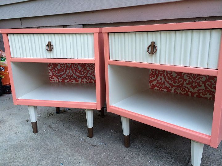 painted fruniture nightstands midcentury modern coral, painted furniture