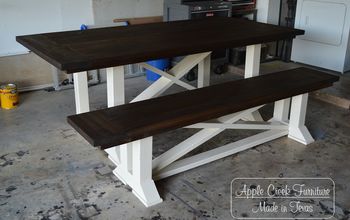 Two-Tone Trestle Table W/Bench