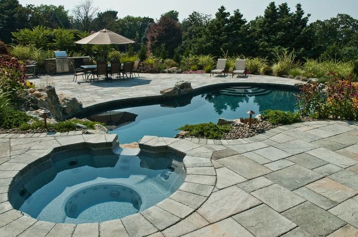 backyard ideas renovation spa hot tub, outdoor living, spas, Spa Pool Combinations