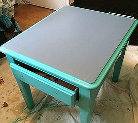 chalkboard paint table makeover teal, chalkboard paint, painted furniture