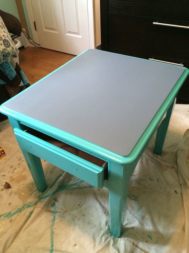 chalkboard paint table makeover teal, chalkboard paint, painted furniture
