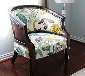 upholstered chair makeover antique refinish, painted furniture, reupholster