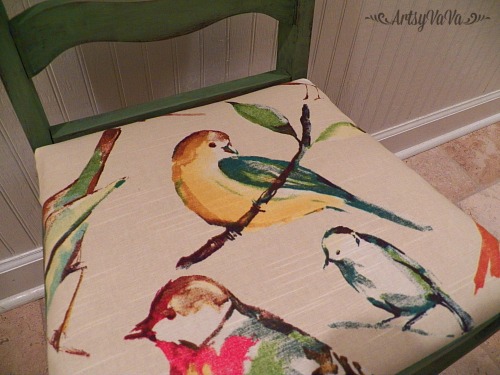 upholstered chair makeover birds, painted furniture, reupholster