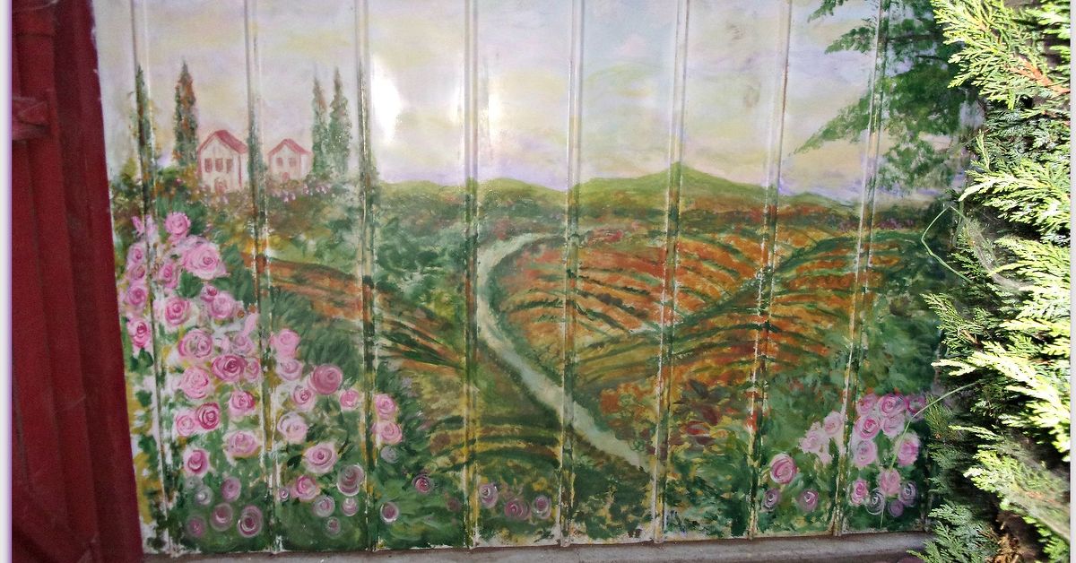 Vineyard Mural Painted on Backyard Shed Hometalk