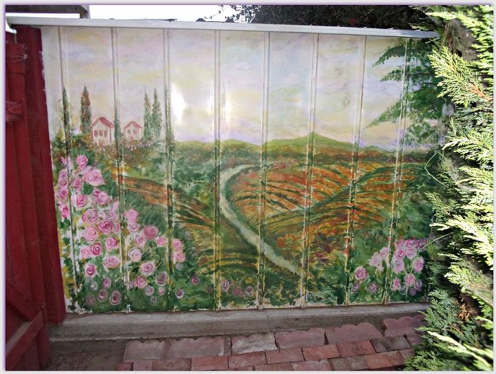 painting mural shed backyard garden vineyard, outdoor living, repurposing upcycling