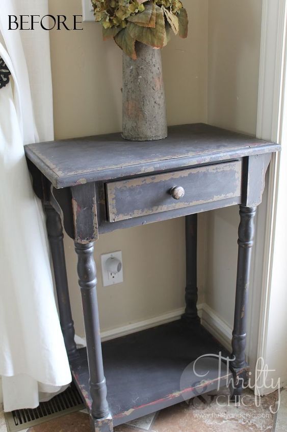 brass accented side table makeover, home decor, painted furniture