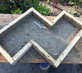 garden art bench concrete chevron inspired, concrete masonry, diy, gardening, how to, outdoor furniture