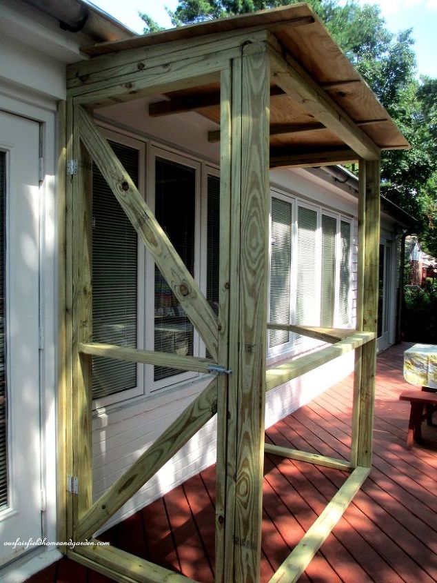 build a catio a tiny screen house for kitty cats, decks, diy, patio, pets animals, woodworking projects, Finished Catio Frame ready for painting
