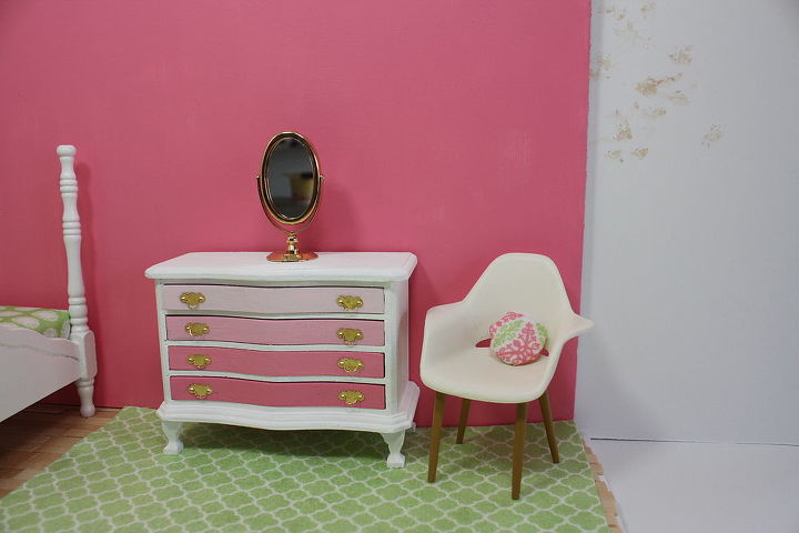 dollhouse bedroom with diy furniture, crafts, shabby chic