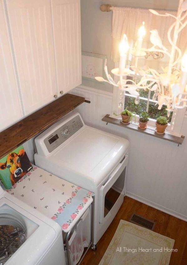 laundry room makeover chandeliers update, laundry rooms, organizing, storage ideas