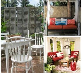 patio designs outdoor space decor inspiration, decks, outdoor furniture, outdoor living, painted furniture, patio, repurposing upcycling, Decorate With Fabrics