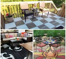 patio designs outdoor space decor inspiration, decks, outdoor furniture, outdoor living, painted furniture, patio, repurposing upcycling, Paint A Rug